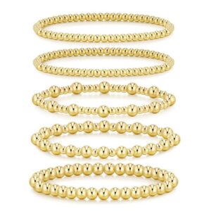 5-piece Gold Beaded Stackable Bracelets set