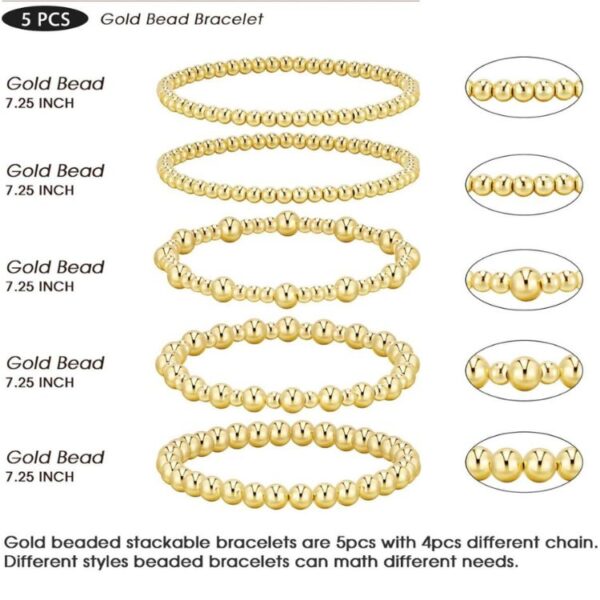 5-piece Gold Beaded Stackable Bracelets set